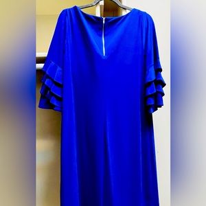 WORN ONCE: Beautiful Blue Ruffle 3/4 sleeve dress